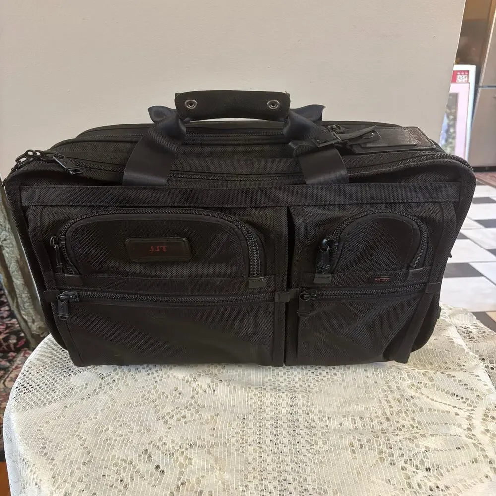 Tumi Alpha Series Black Ballistic Nylon Expandable Organizer Briefcase
